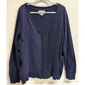 Anthropologie Saturday Sunday Arcana Cable Knit V Neck Pullover Sweater Medium